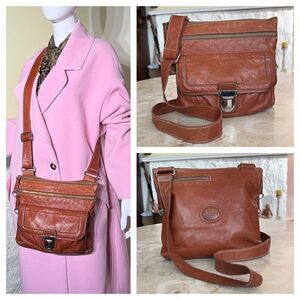Roots Leather Side Saddle Cross Body Bag